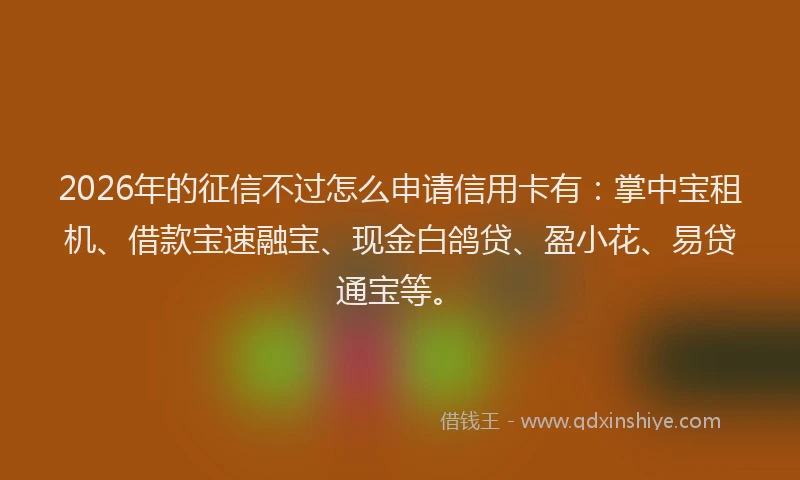 2026年的征信不过怎么申请信用卡有：掌中宝租机、借款宝速融宝、现金白鸽贷、盈小花、易贷通宝等。