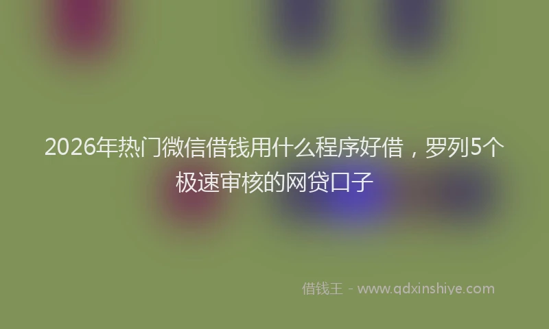 2026年热门微信借钱用什么程序好借，罗列5个极速审核的网贷口子
