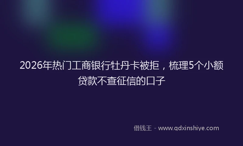 2026年热门工商银行牡丹卡被拒，梳理5个小额贷款不查征信的口子