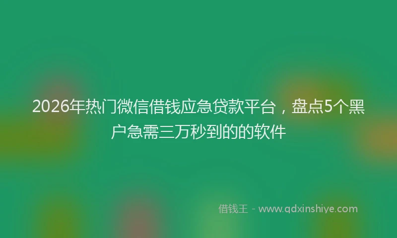 2026年热门微信借钱应急贷款平台,盘点5个黑户急需三万秒到的的软件