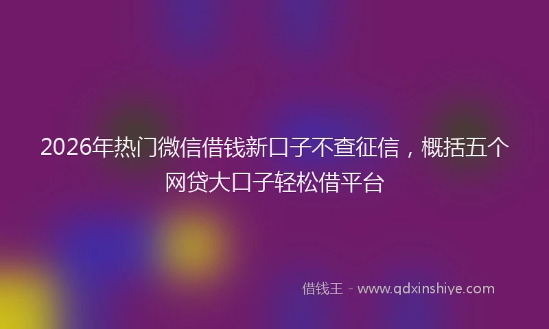 2026年热门微信借钱新口子不查征信，概括五个网贷大口子轻松借平台