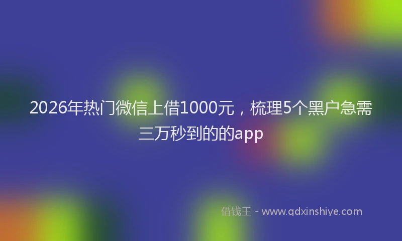 2026年热门微信上借1000元，梳理5个黑户急需三万秒到的的app