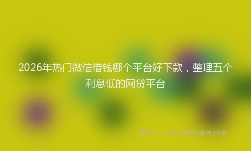 2026年热门微信借钱哪个平台好下款，整理五个利息低的网贷平台