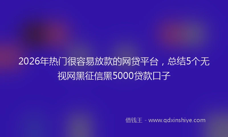 2026年热门很容易放款的网贷平台，总结5个无视网黑征信黑5000贷款口子