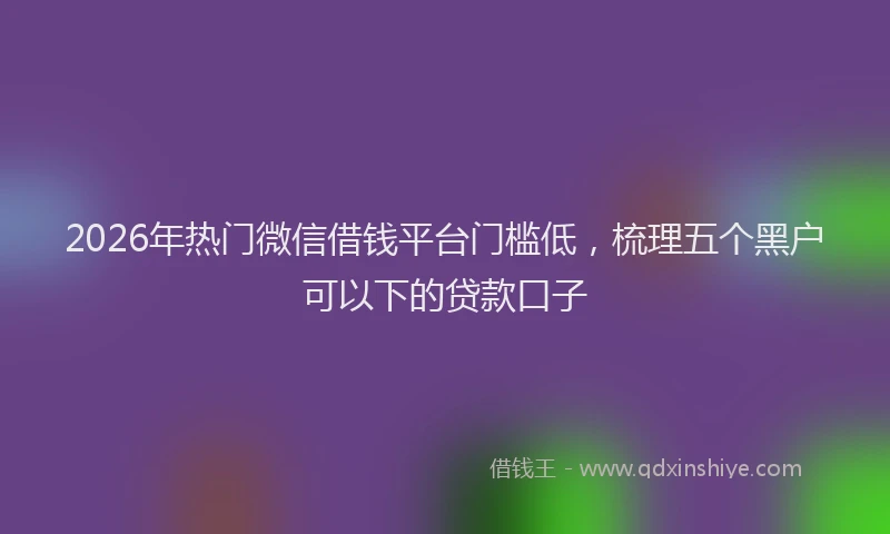2026年热门微信借钱平台门槛低，梳理五个黑户可以下的贷款口子
