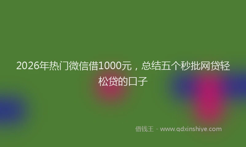 2026年热门微信借1000元，总结五个秒批网贷轻松贷的口子