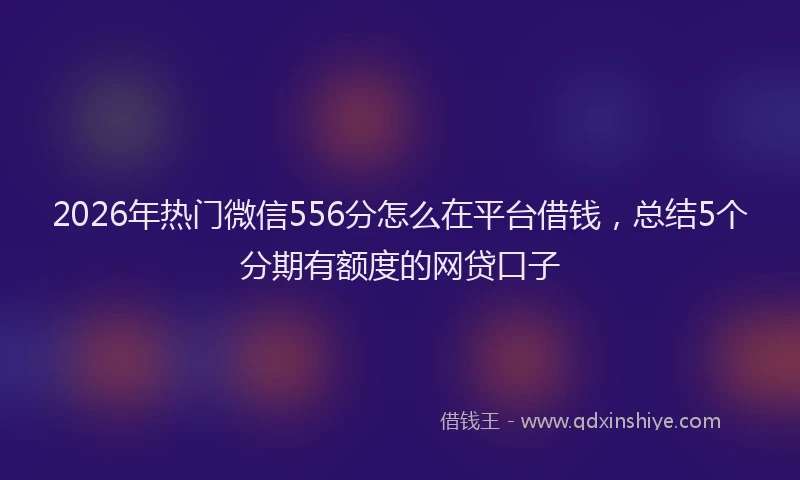 2026年热门微信556分怎么在平台借钱，总结5个分期有额度的网贷口子