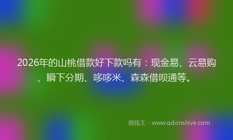 2026年的山桃借款好下款吗有：现金易、云易购、瞬下分期、哆哆米、森森借呗通等。