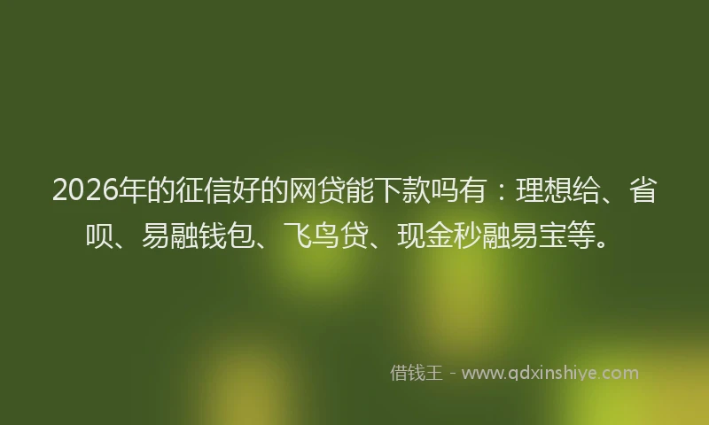 2026年的征信好的网贷能下款吗有：理想给、省呗、易融钱包、飞鸟贷、现金秒融易宝等。