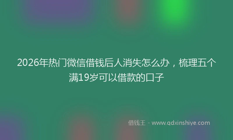 2026年热门微信借钱后人消失怎么办，梳理五个满19岁可以借款的口子