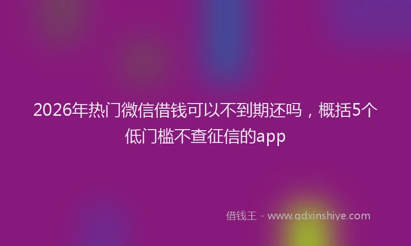 2026年热门微信借钱可以不到期还吗，概括5个低门槛不查征信的app