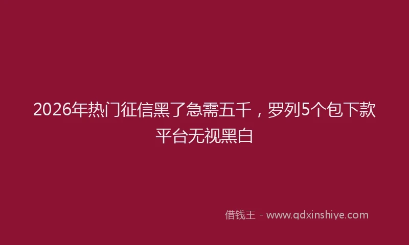 2026年热门征信黑了急需五千，罗列5个包下款平台无视黑白