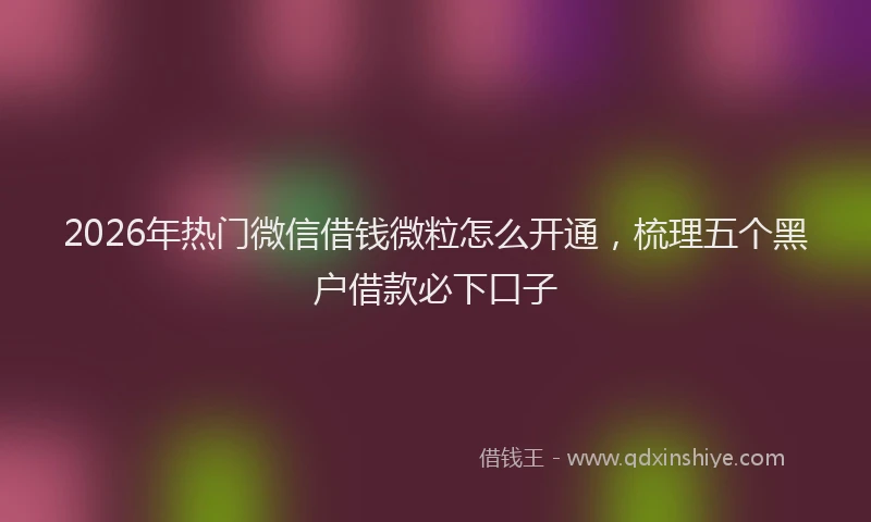 2026年热门微信借钱微粒怎么开通，梳理五个黑户借款必下口子