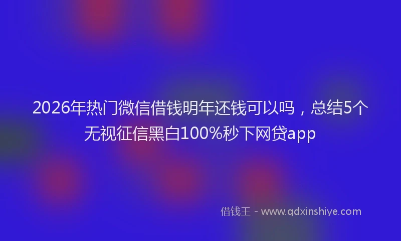 2026年热门微信借钱明年还钱可以吗，总结5个无视征信黑白100%秒下网贷app