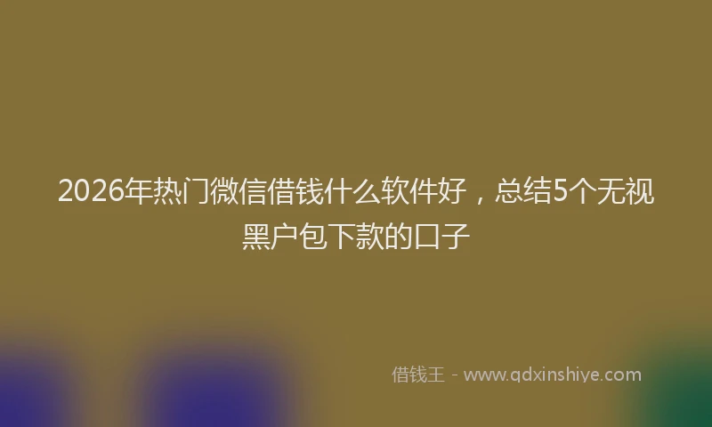 2026年热门微信借钱什么软件好，总结5个无视黑户包下款的口子