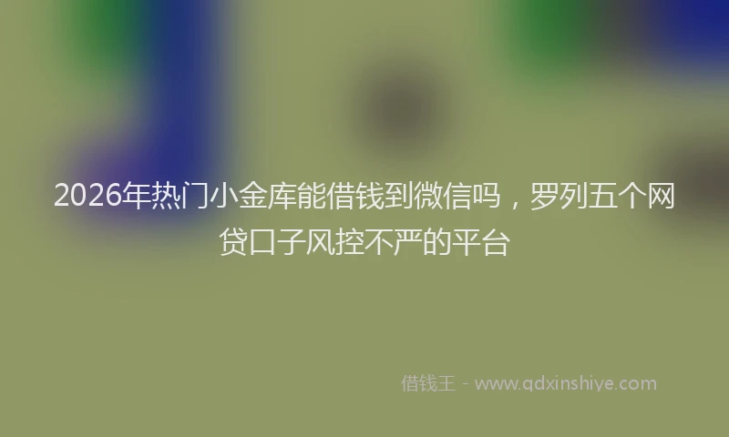 2026年热门小金库能借钱到微信吗，罗列五个网贷口子风控不严的平台