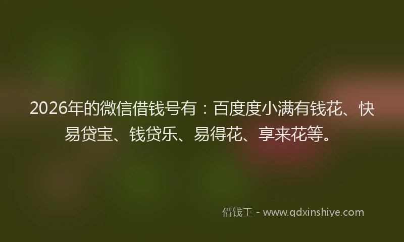 2026年的微信借钱号有：百度度小满有钱花、快易贷宝、钱贷乐、易得花、享来花等。