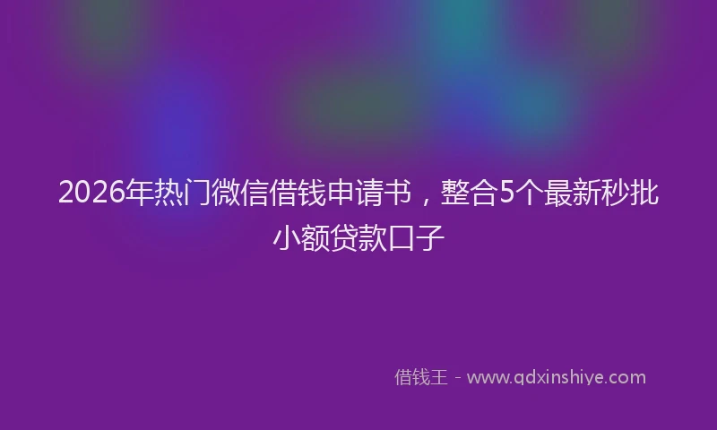 2026年热门微信借钱申请书,整合5个最新秒批小额贷款口子