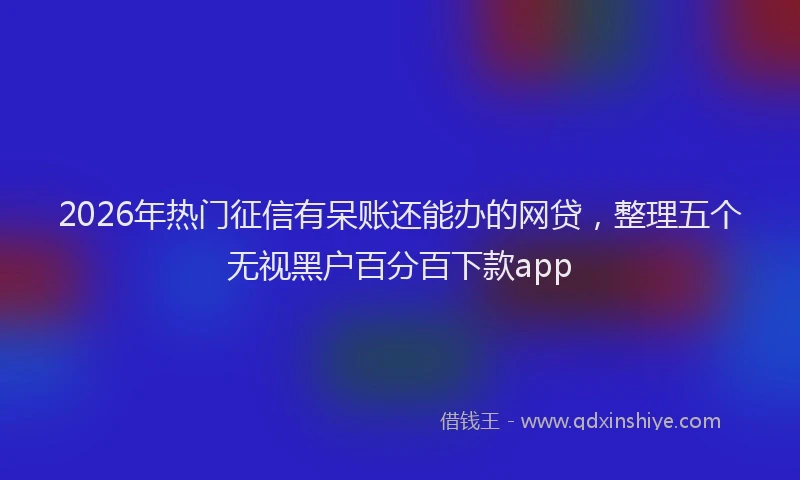 2026年热门征信有呆账还能办的网贷，整理五个无视黑户百分百下款app