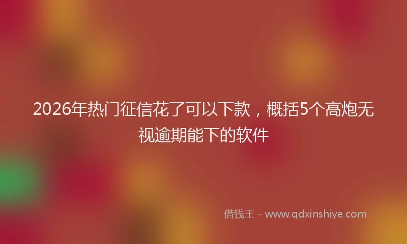 2026年热门征信花了可以下款，概括5个高炮无视逾期能下的软件