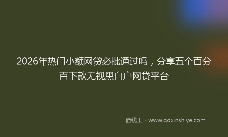 2026年热门小额网贷必批通过吗,分享五个百分百下款无视黑白户网贷平台