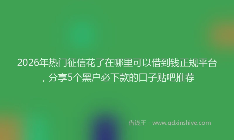 2026年热门征信花了在哪里可以借到钱正规平台，分享5个黑户必下款的口子贴吧推荐