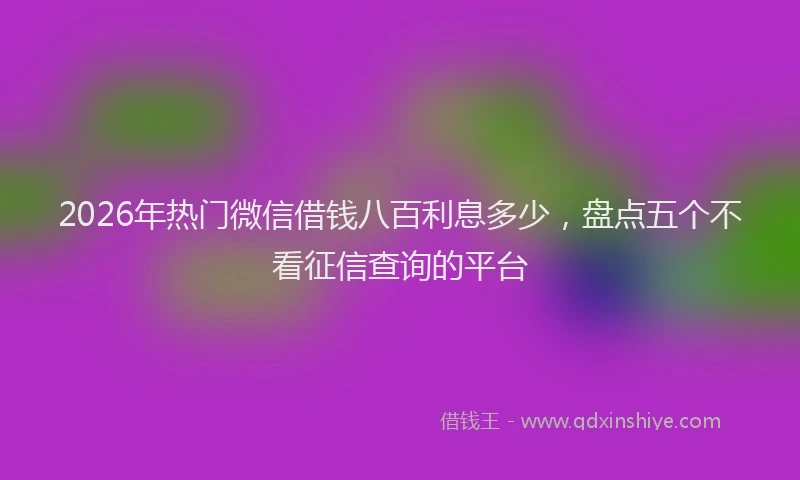 2026年热门微信借钱八百利息多少，盘点五个不看征信查询的平台
