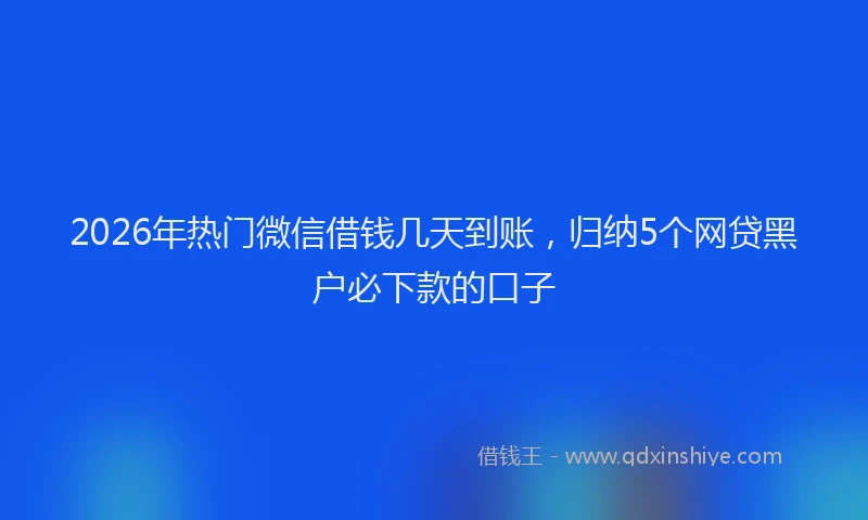 2026年热门微信借钱几天到账，归纳5个网贷黑户必下款的口子