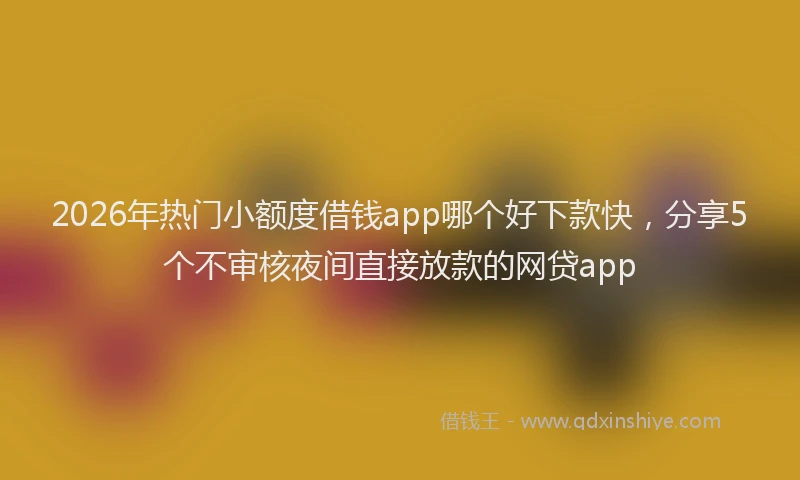 2026年热门小额度借钱app哪个好下款快,分享5个不审核夜间直接放款的网贷app