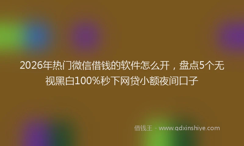 2026年热门微信借钱的软件怎么开，盘点5个无视黑白100%秒下网贷小额夜间口子
