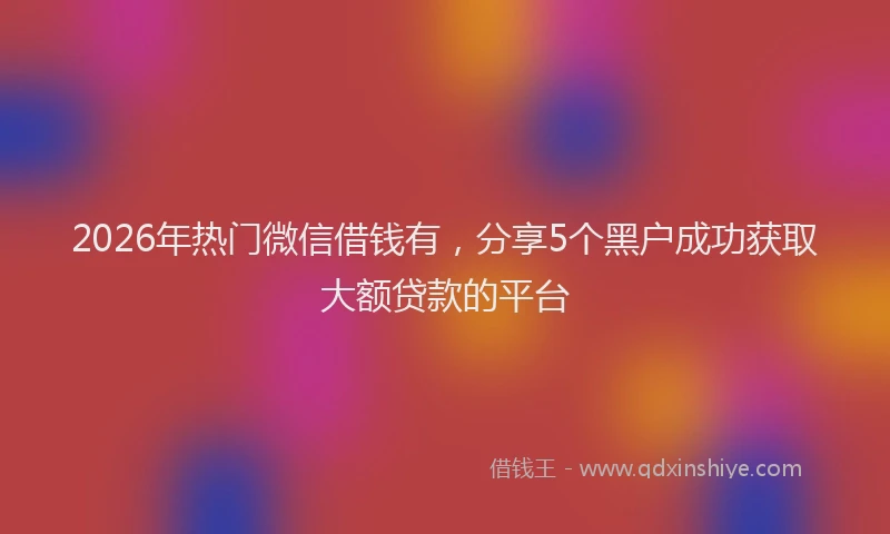 2026年热门微信借钱有，分享5个黑户成功获取大额贷款的平台