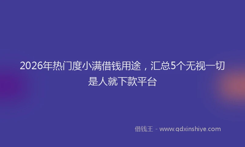2026年热门度小满借钱用途，汇总5个无视一切是人就下款平台