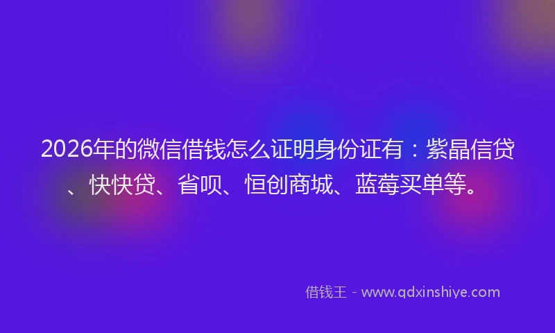 2026年的微信借钱怎么证明身份证有：紫晶信贷、快快贷、省呗、恒创商城、蓝莓买单等。