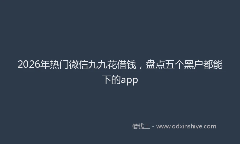 2026年热门微信九九花借钱，盘点五个黑户都能下的app