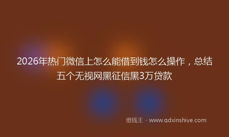 2026年热门微信上怎么能借到钱怎么操作，总结五个无视网黑征信黑3万贷款