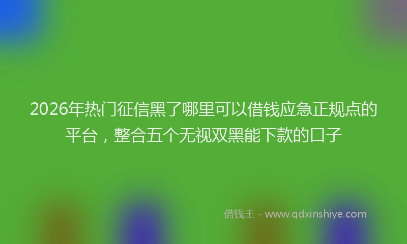 2026年热门征信黑了哪里可以借钱应急正规点的平台，整合五个无视双黑能下款的口子