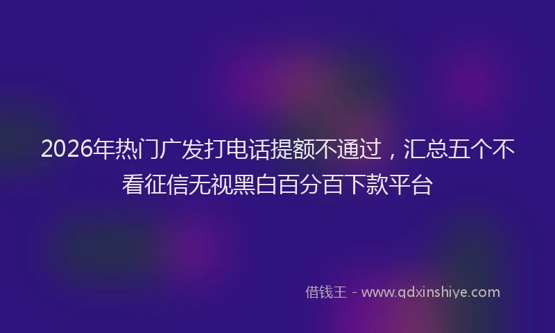 2026年热门广发打电话提额不通过，汇总五个不看征信无视黑白百分百下款平台