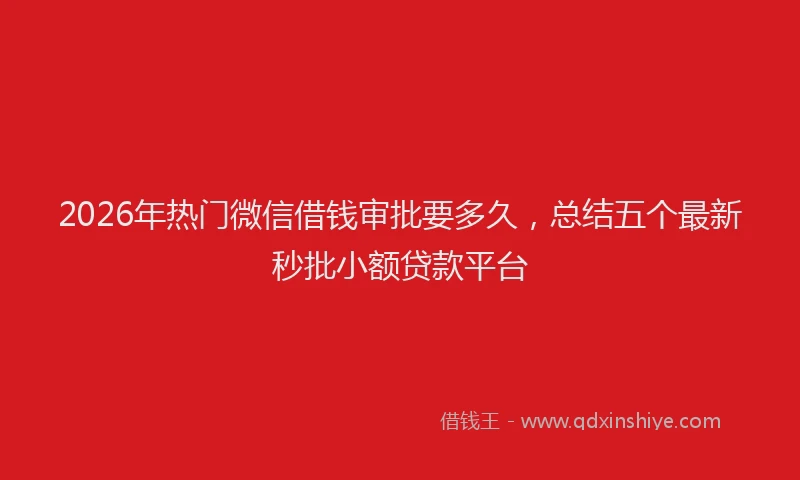 2026年热门微信借钱审批要多久，总结五个最新秒批小额贷款平台