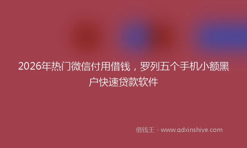 2026年热门微信付用借钱，罗列五个手机小额黑户快速贷款软件