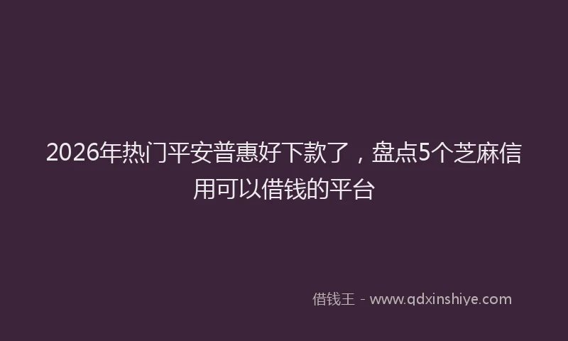 2026年热门平安普惠好下款了,盘点5个芝麻信用可以借钱的平台