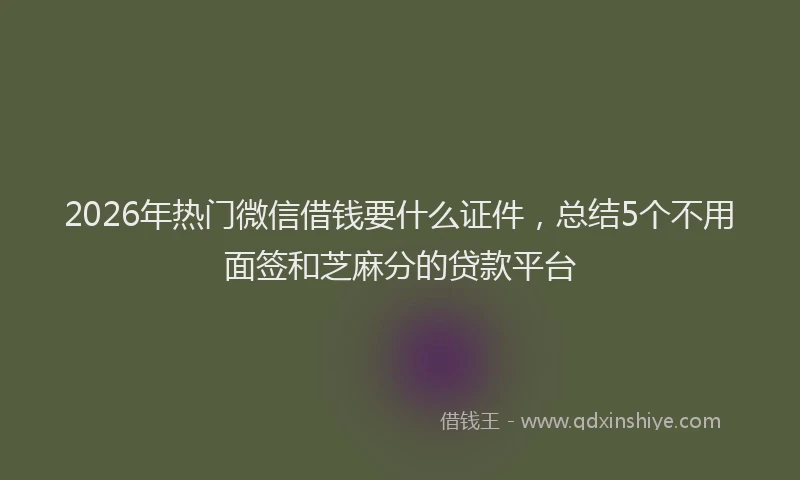 2026年热门微信借钱要什么证件，总结5个不用面签和芝麻分的贷款平台