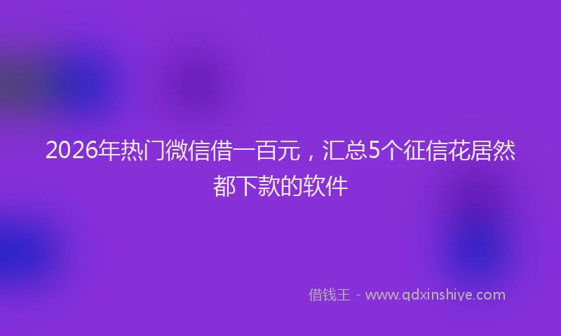 2026年热门微信借一百元,汇总5个征信花居然都下款的软件