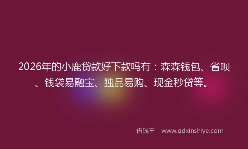 2026年的小鹿贷款好下款吗有：森森钱包、省呗、钱袋易融宝、独品易购、现金秒贷等。