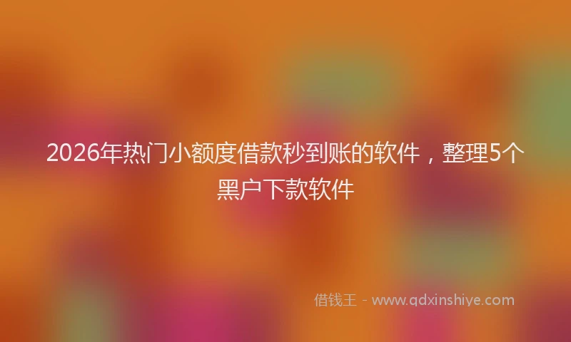 2026年热门小额度借款秒到账的软件，整理5个黑户下款软件