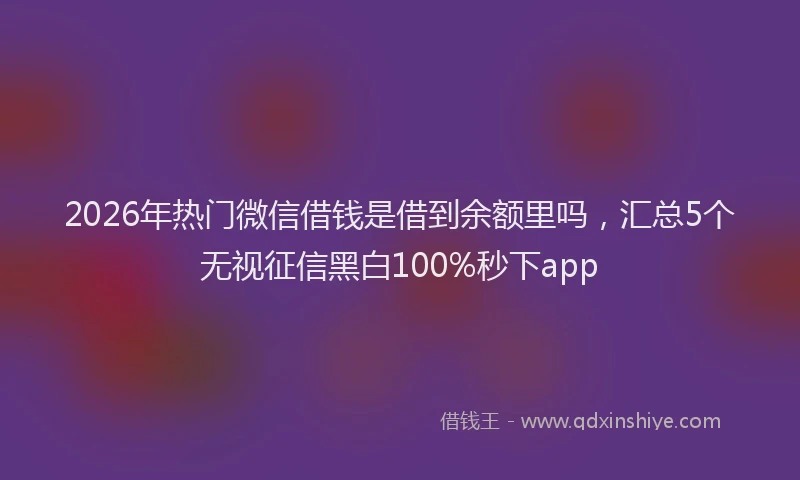 2026年热门微信借钱是借到余额里吗，汇总5个无视征信黑白100%秒下app