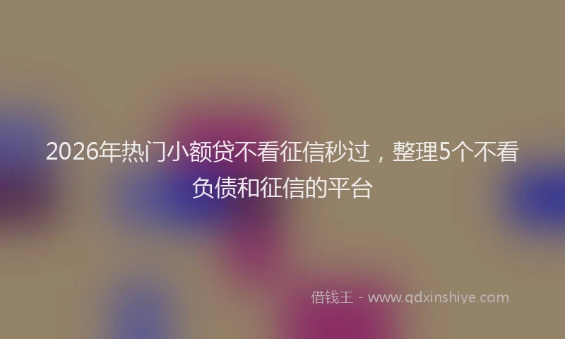 2026年热门小额贷不看征信秒过，整理5个不看负债和征信的平台