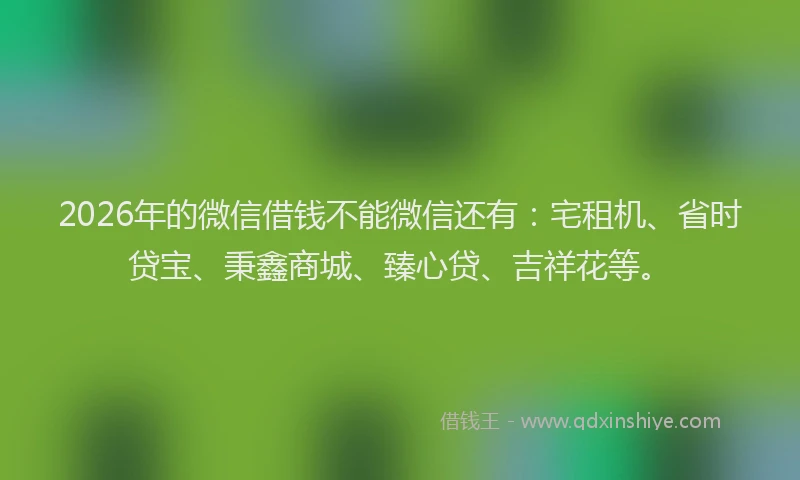 2026年的微信借钱不能微信还有：宅租机、省时贷宝、秉鑫商城、臻心贷、吉祥花等。