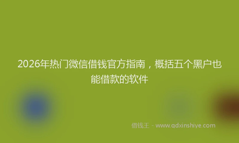2026年热门微信借钱官方指南，概括五个黑户也能借款的软件