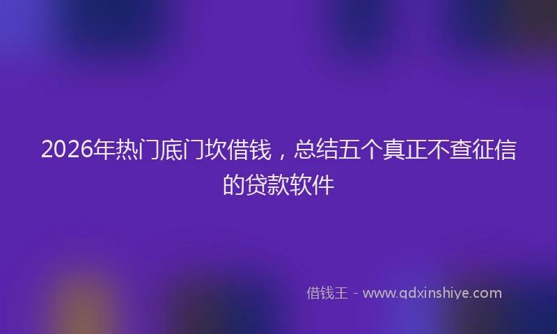2026年热门底门坎借钱，总结五个真正不查征信的贷款软件