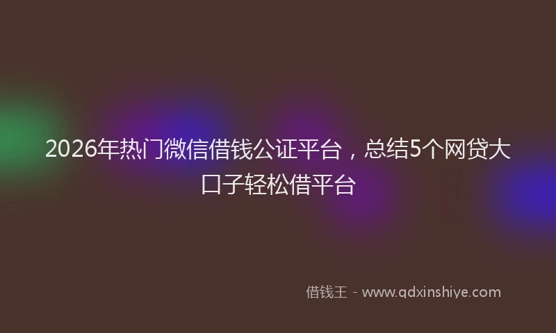 2026年热门微信借钱公证平台，总结5个网贷大口子轻松借平台